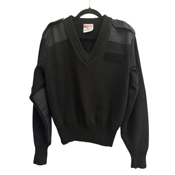 Vintage 80's Navy Neck Pullover by Jack Young Sweater sz M Military Issued made - Picture 1 of 7